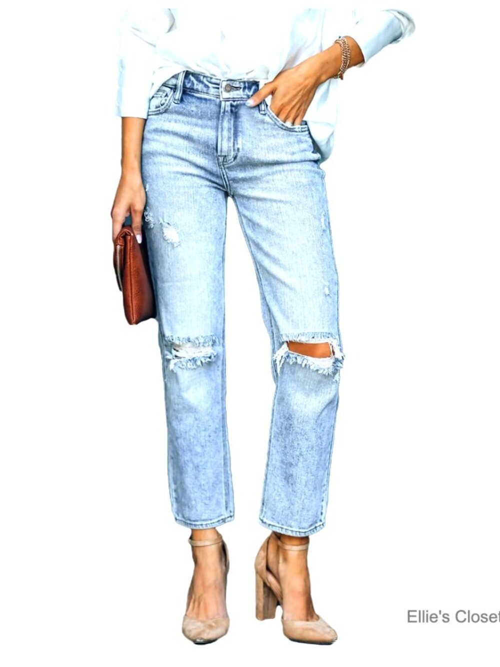 High Waist Stretch Distressed Jeans Destroyed Denim Pants